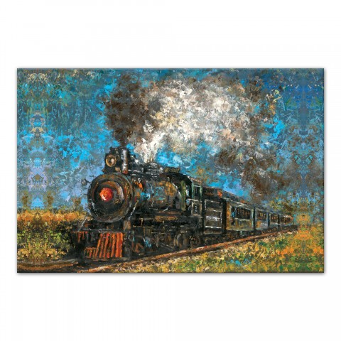 Painted Train 48x32 Canvas Wall Art