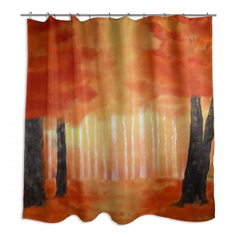 Watercolor Autumn Path 71x74 Shower Curtain