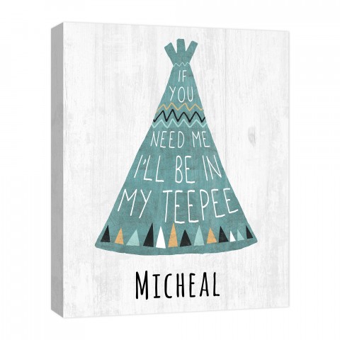 In My Teepee 16x20 Personalized Canvas Wall Art 