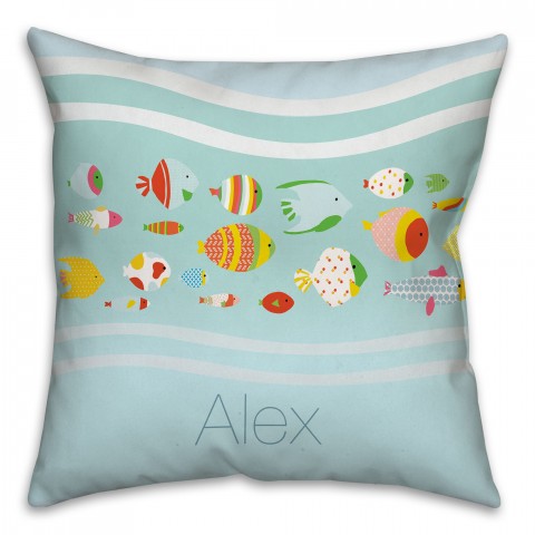 Fish Family 16x16 Custom Throw Pillow Front