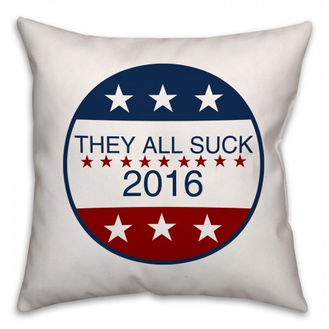 Neutral They All Suck Button Spun Polyester Throw Pillow - Front