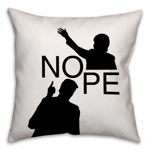 Black and White NOPE Spun Polyester Throw Pillow - Front