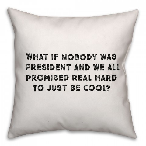 Black and White What If Spun Polyester Throw Pillow - Front