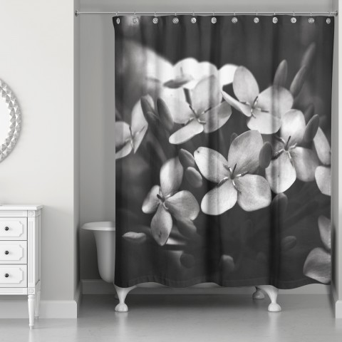 Grayscale Florals 71x74 Shower Curtain