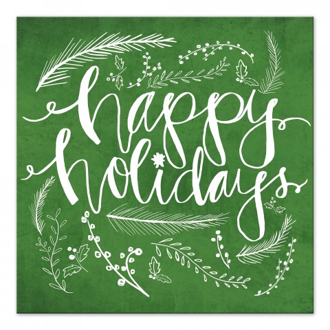 Green Happy Holidays 16x16 Canvas Wall Art 