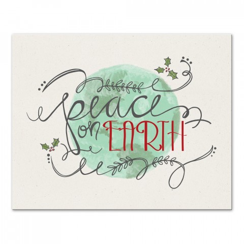 Peace On Earth Typography 20x16 Canvas Wall Art