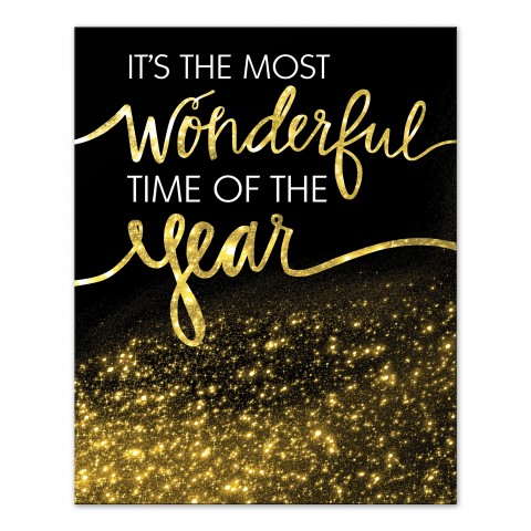Most Wonderful Time of the Year Gold 16x20 Canvas Wall Art