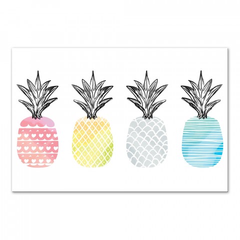 Watercolor Pineapples 18x12 Outdoor Canvas Wall Art