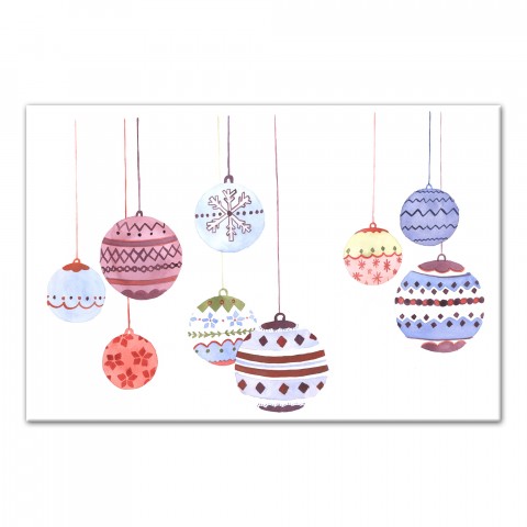 Hanging Watercolor Ornaments 36x24 Canvas Wall Art