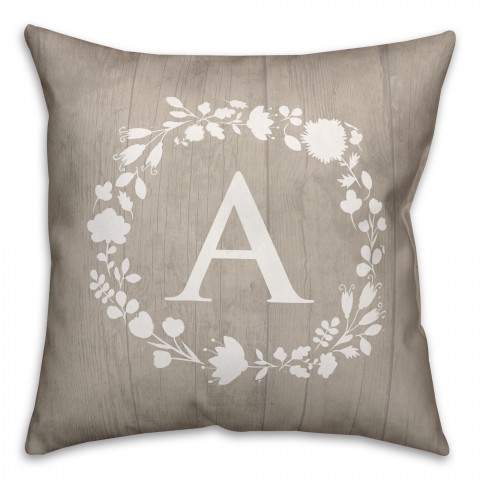Rustic Wreath Monogram  Pillow