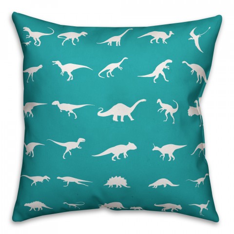 Blue Dinosaur Pattern 18x18 Spun Poly Pillow