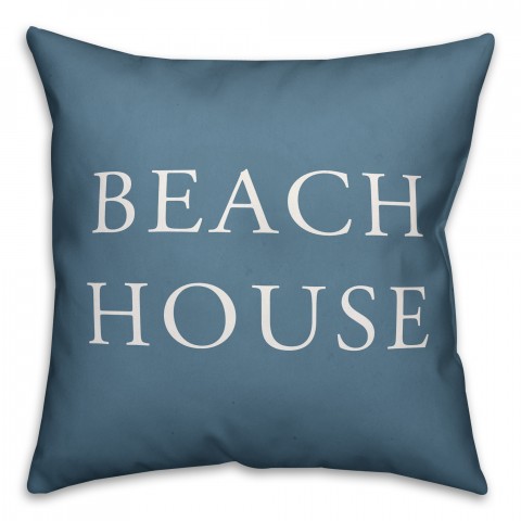 Coastal Blue Beach House 18x18 Faux Suede Throw Pillow