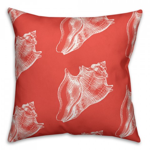 Coastal Coral Shells 18x18 Faux Suede Throw Pillow