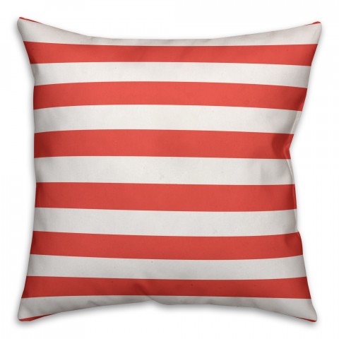 Coastal Coral Stripes 18x18 Faux Suede Throw Pillow