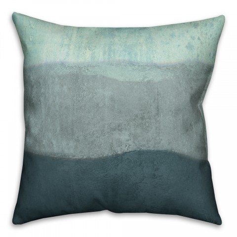 Blue Ombre Coastal Stripes 18x18 Faux Suede Pillow