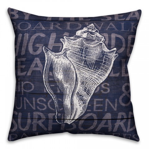 Coastal Beach Words 18x18 Faux Suede Throw Pillow