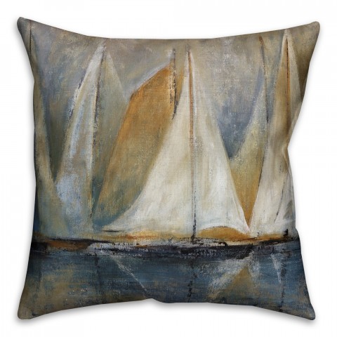 Sailboats on Water 18x18 Faux Suede Throw Pillow