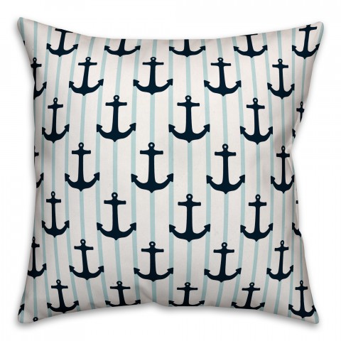 Nautical Anchors 18x18 Faux Suede Throw Pillow