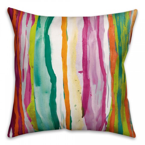 Colorful Abstract Stripes 18x18 Faux Suede Throw Pillow