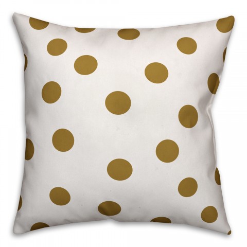 Gold Polka Dots 18x18 Faux Suede Throw Pillow