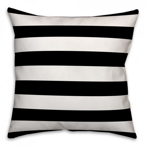 Black and White Stripes 18x18 Faux Suede Throw Pillow