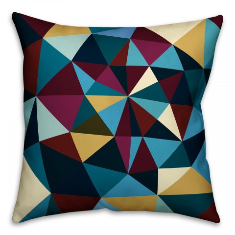 Dark Geometric Vector Pattern 18x18 Faux Suede Throw Pillow