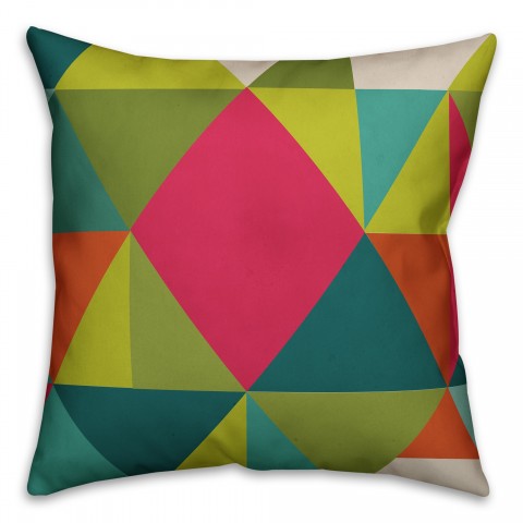 Colorful Geometric 18x18 Faux Suede Throw Pillow