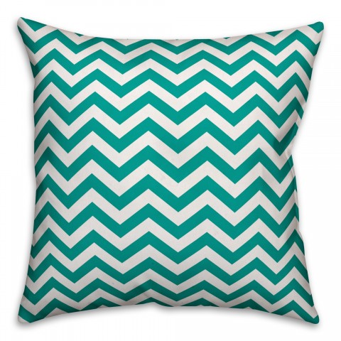 Teal Chevron 18x18 Faux Suede Throw Pillow