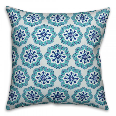 Blue Mandala 18x18 Faux Suede Throw Pillow