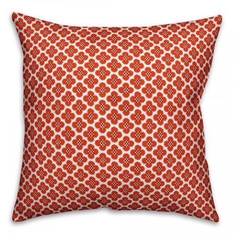Red Quatrefoil 18x18 Faux Suede Throw Pillow