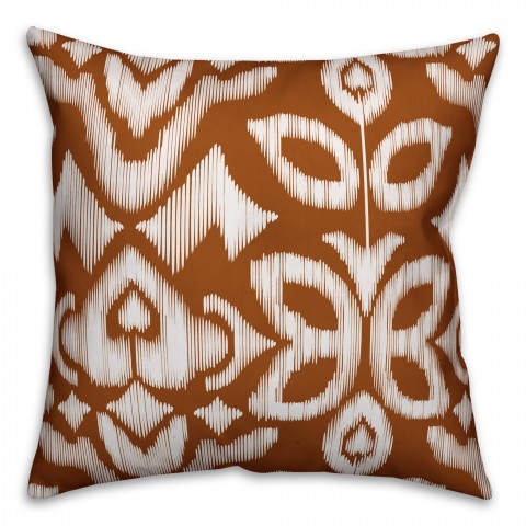 Orange Ikat 18x18 Faux Suede Throw Pillow