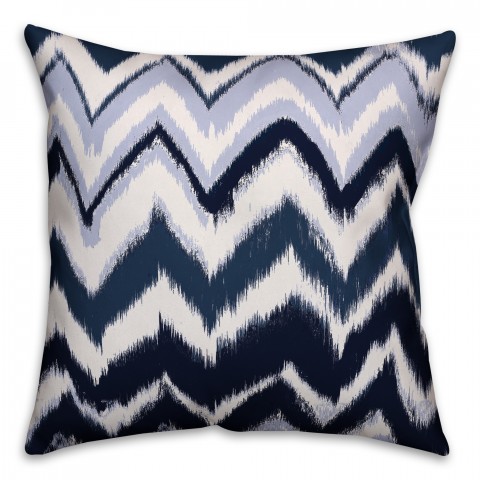 Navy Abstract Chevron 18x18 Faux Suede Throw Pillow