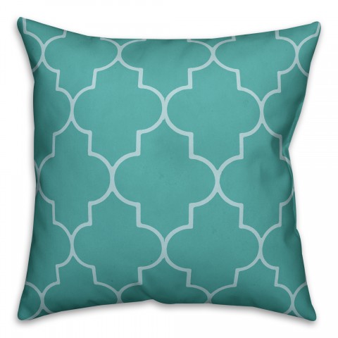 Teal Quatrefoil 18x18 Faux Suede Throw Pillow