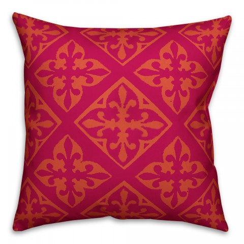 Pink and Orange Boho Tribal 18x18 Faux Suede Throw Pillow