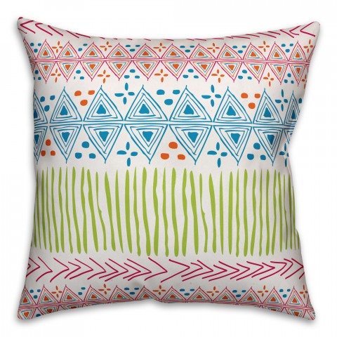 Bright Tribal 18x18 Faux Suede Throw Pillow Front