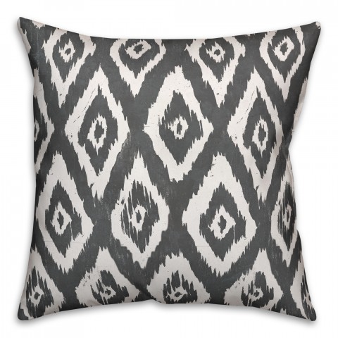 Gray Tribal Ikat 18x18 Faux Suede Throw Pillow Front