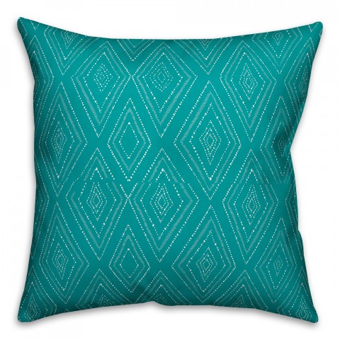 Turqoise Tribal Ikat 18x18 Faux Suede Throw Pillow Front