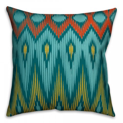 Colorful Tribal 18x18 Faux Suede Throw Pillow Front