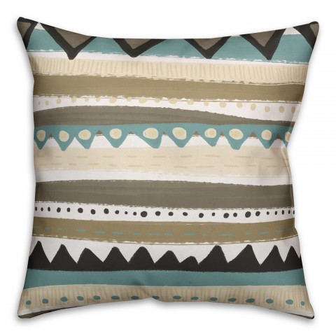 Tribal Neutral Tones 18x18 Faux Suede Throw Pillow Front