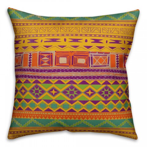 Vibrant Tribal 18x18 Faux Suede Throw Pillow Front