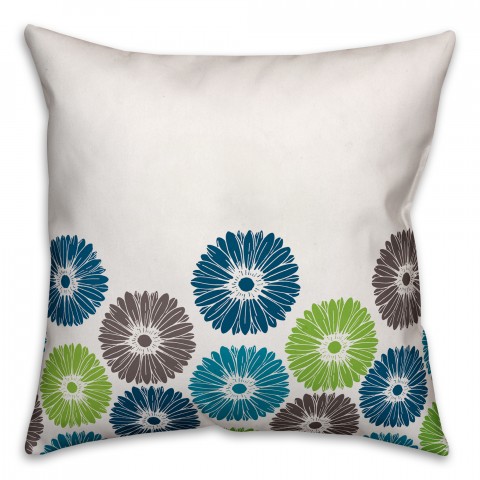 Cool Tone Geometric Floral 18x18 Faux Suede Thow Pillow Front