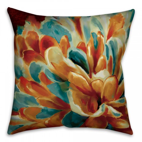 Watercolor Flower Petals 18x18 Faux Suede Throw Pillow Front