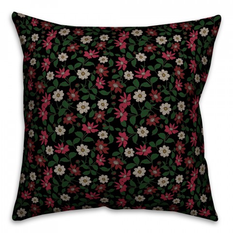 Floral Garden 18x18 Faux Suede Throw Pillow Front