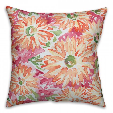 Vivid Daisy Bouquet 18x18 Faux Suede Throw Pillow Front