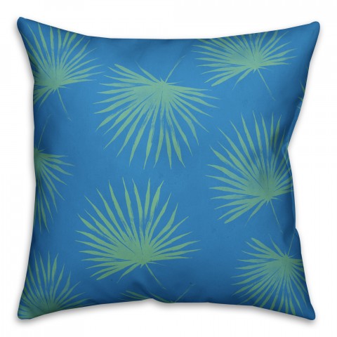 Sage Fern Leaves 18x18 Faux Suede Throw Pillow Front