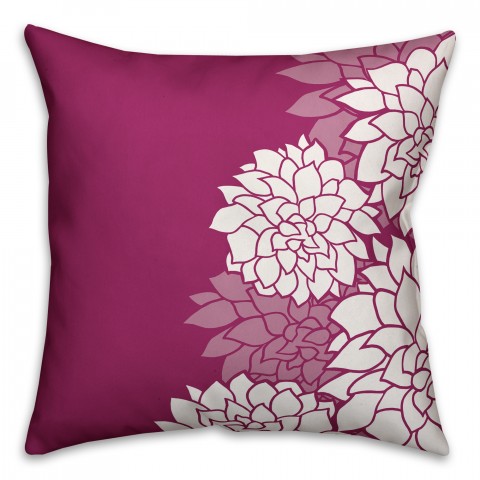 Magenta Aster Floral 18x18 Faux Suede Throw Pillow Front