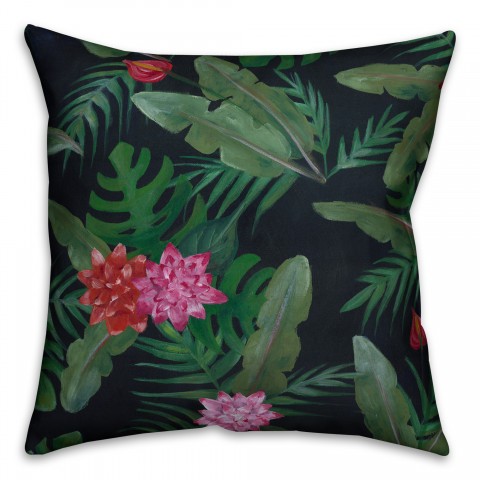 Tropical Bromiliad 18x18 Faux Suede Throw Pillow Front