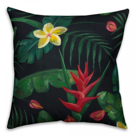 Tropical Birds of Paradise 18x18 Faux Suede Throw Pillow Front
