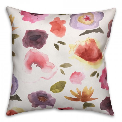 Heirloom Poppies 18x18 Faux Suede Throw Pillow Front