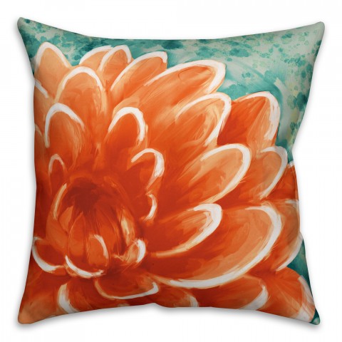 Peach Water Lily 18x18 Faux Suede Throw Pillow Front